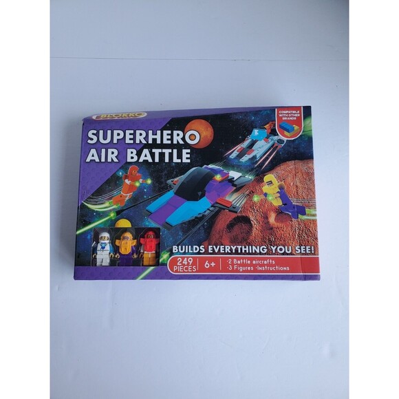 Blokko Superhero Air Battle 249 Piece Building Kit With 3 Figures - Picture 1 of 2